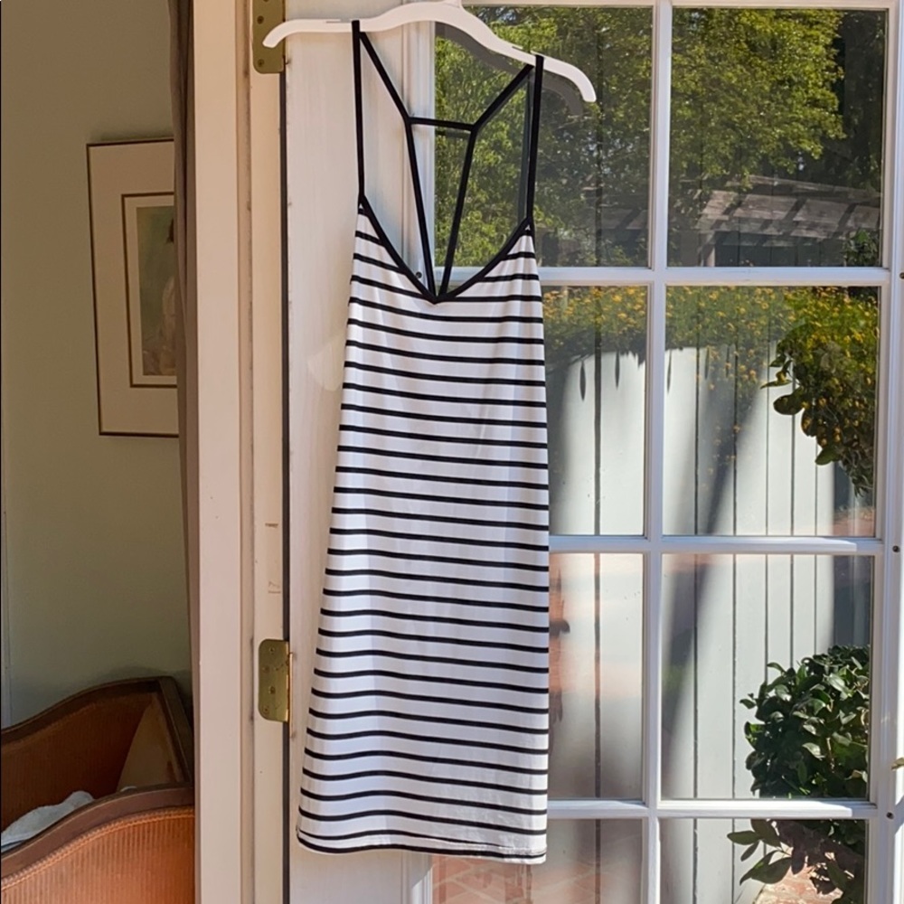 Black and white striped dress